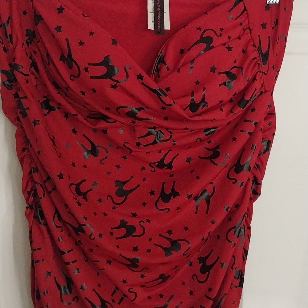 Black kitty pinup top